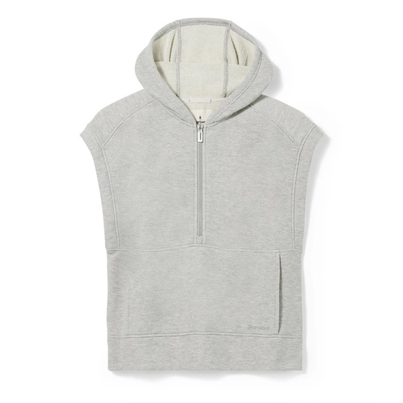 NWT Smartwool Terry Hoodie Vest Short-Sleeve Women’s Large Grey Merino Wool - Picture 1 of 8
